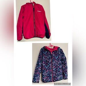 Eddie Bauer Pink Reversible Fleece Floral Jacket